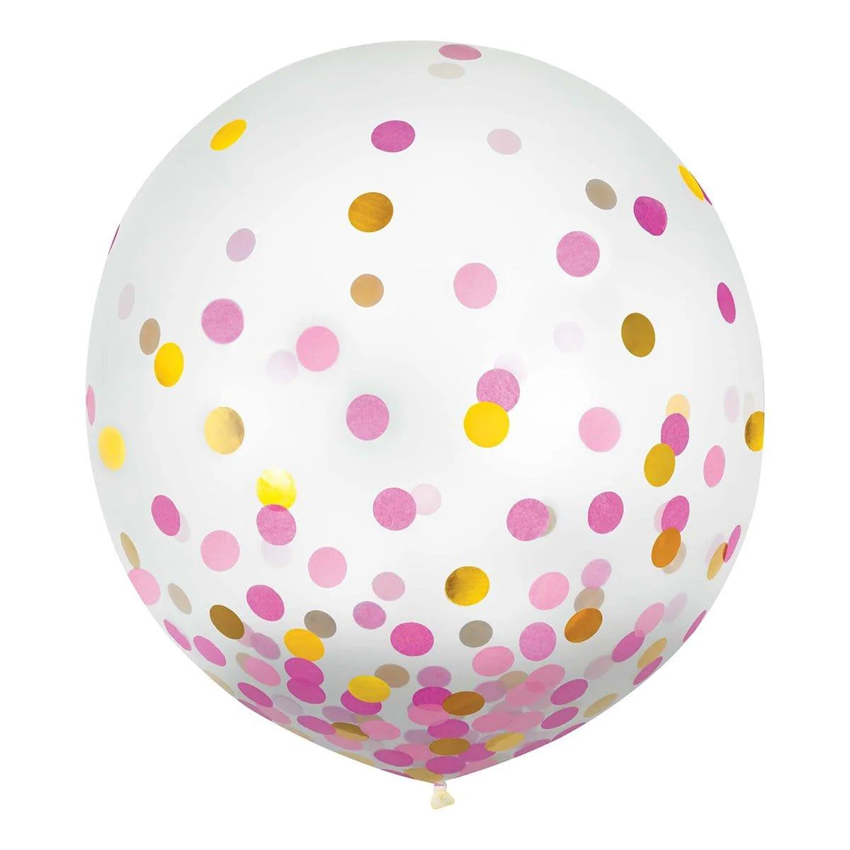 Latex Balloons With Pink and Gold Confetti, 24 Inches, 2 Count