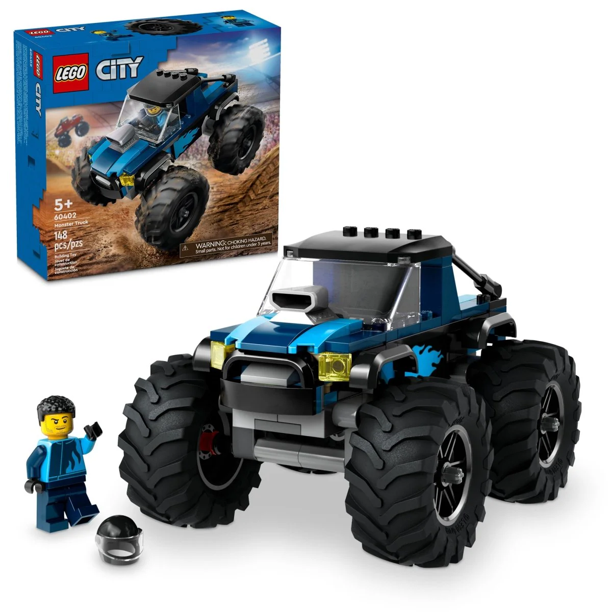 LEGO City Blue Monster Truck, 60402, Ages 5+, 148 Pieces