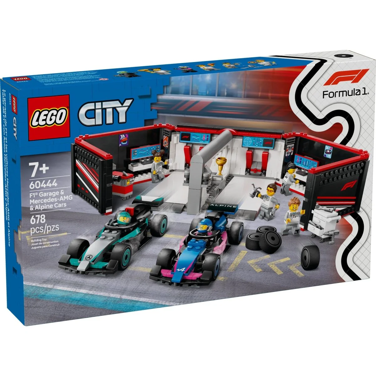LEGO City F1 Garage & Mercedes-AMG & Alpine Cars, 60444, Ages 7+, 678 Pieces - Image 2