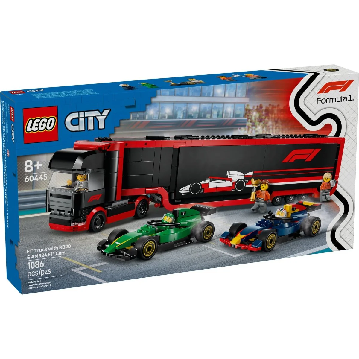 LEGO City F1 Truck with RB20 & AMR24 F1 Cars, 60445, Ages 8+, 1086 Pieces - Image 2