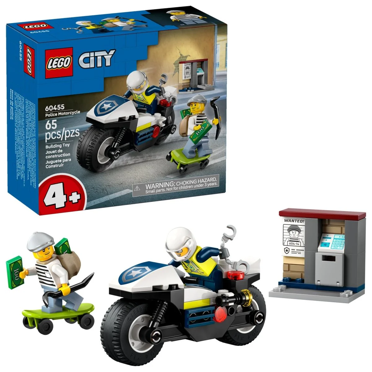 LEGO City Police Motorcycle Chase, 60455, Ages 4+, 65 Pieces