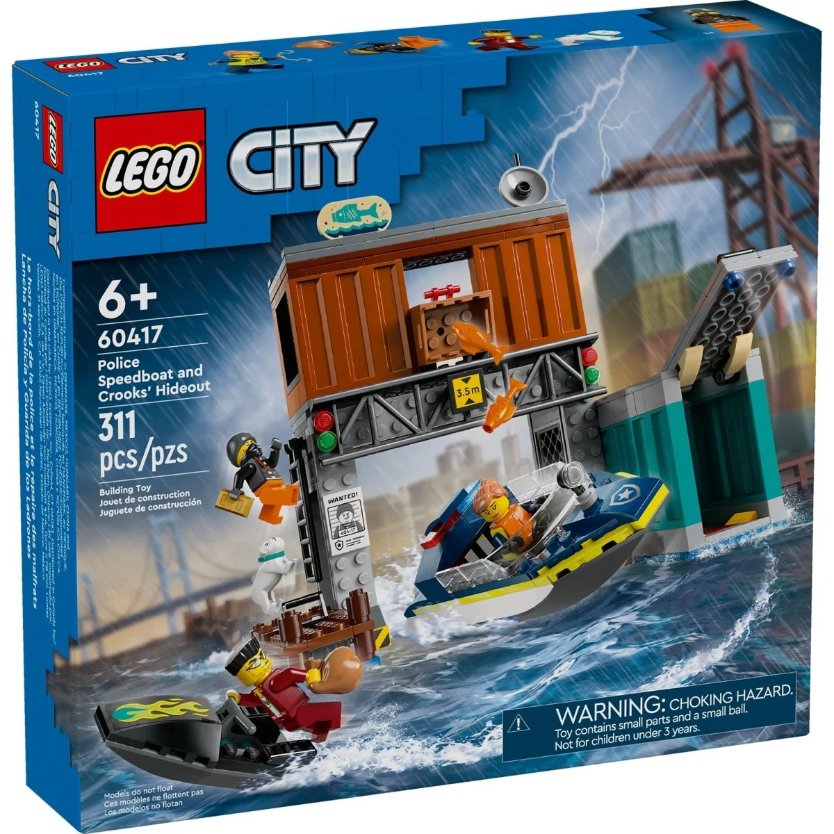LEGO City Police Speedboat and Crooks' Hideout, 60417, Ages 6+, 311 Pieces - Image 2