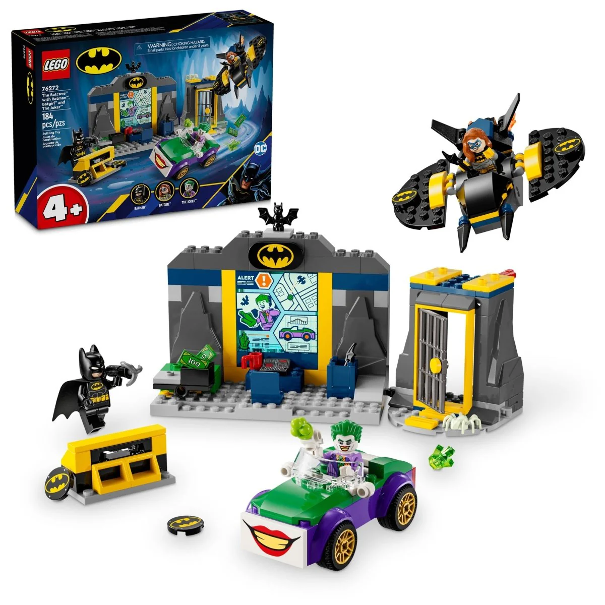 LEGO DC Comics The Batcave with Batman, Batgirl and The Joker, 76272, Ages 4+, 184 Pieces