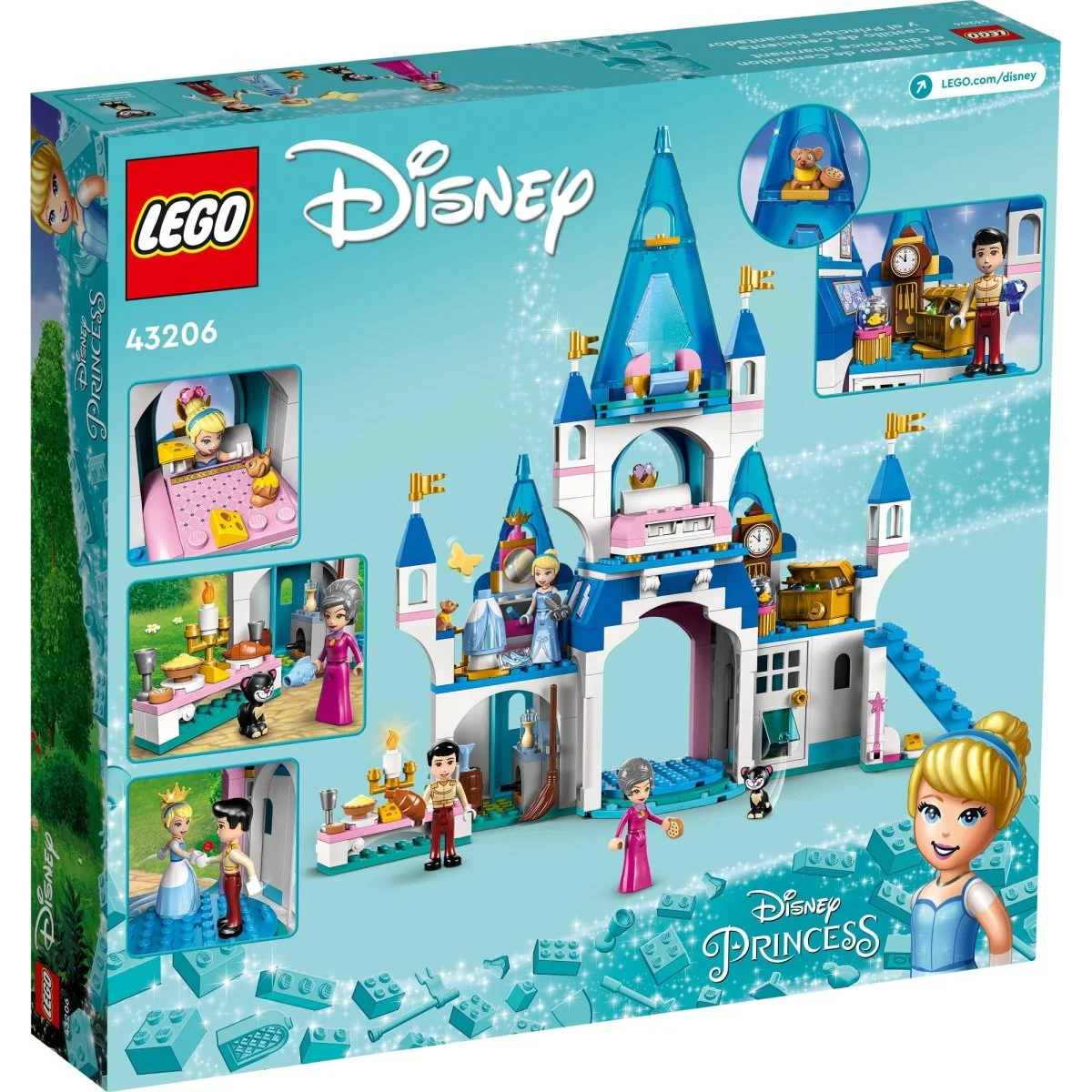 LEGO Disney Cinderella and Prince Charming's Castle, 43206, Ages 5+, 365 Pieces - Image 3