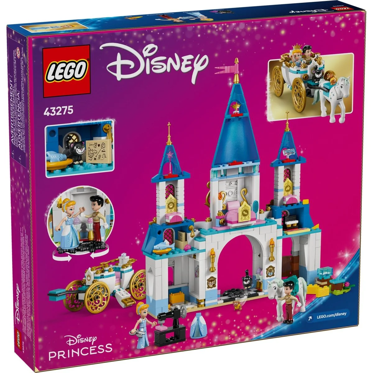LEGO Disney Cinderella's Castle & Horse Carriage, 43275, Ages 6+, 596 Pieces - Image 3
