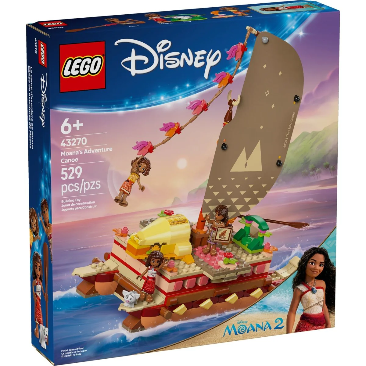 LEGO Disney Moana's Adventure Canoe, 43270, Ages 6+, 529 Pieces - Image 2