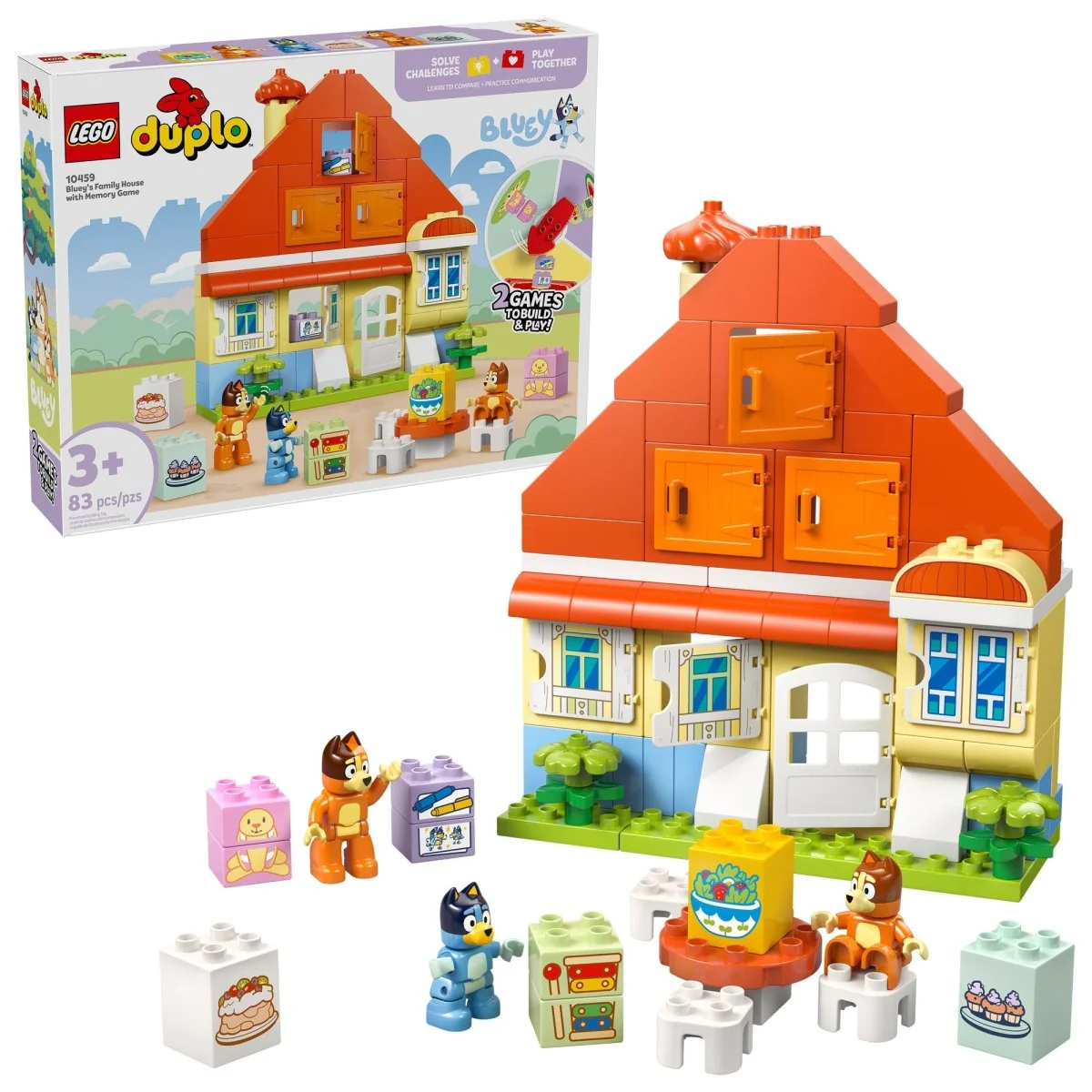 LEGO Duplo Bluey's Family House with Memory Game, 10459, Ages 3+, 83 Pieces