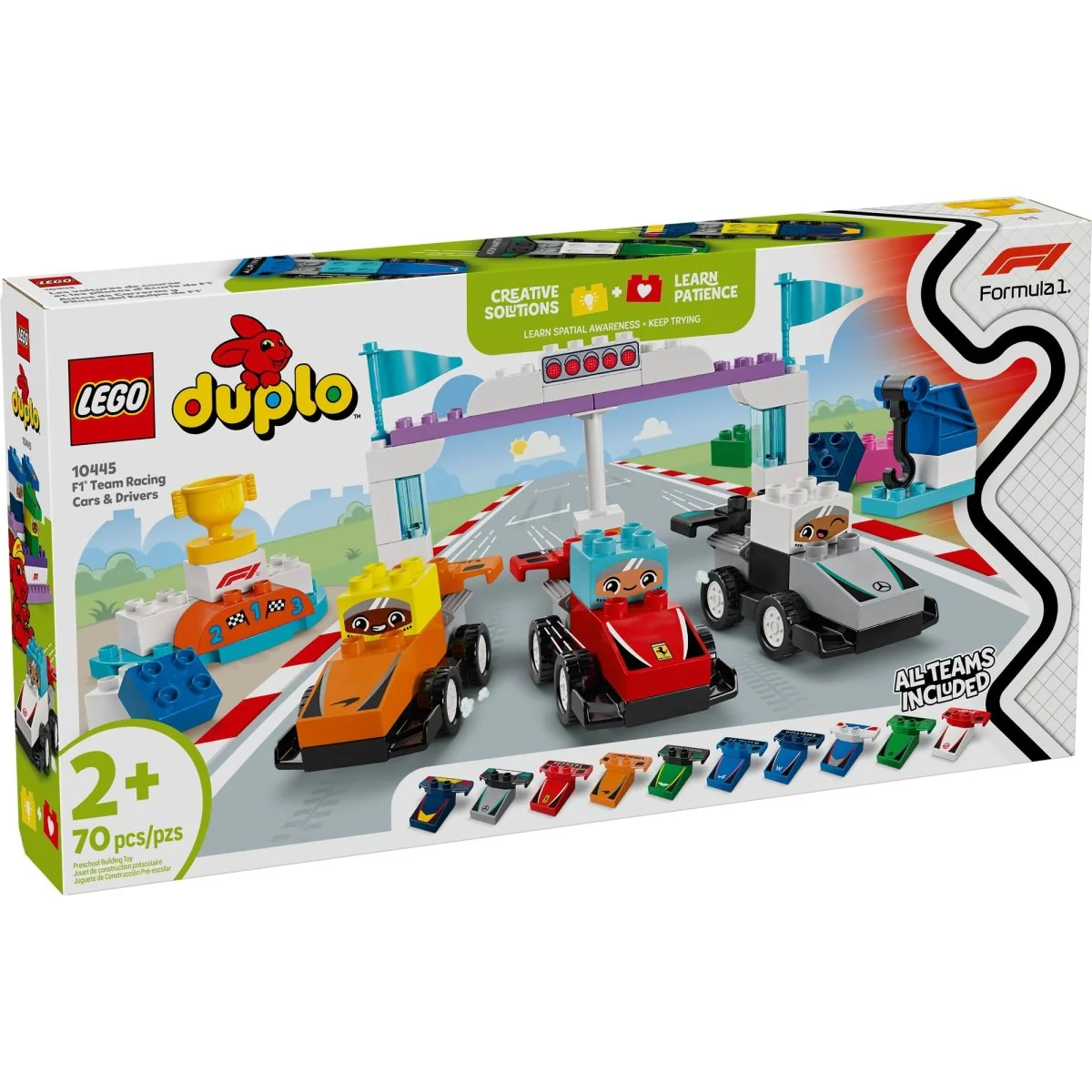 LEGO Duplo F1 Team Race Cars & Drivers, 10445, Ages 2+, 70 Pieces - Image 2
