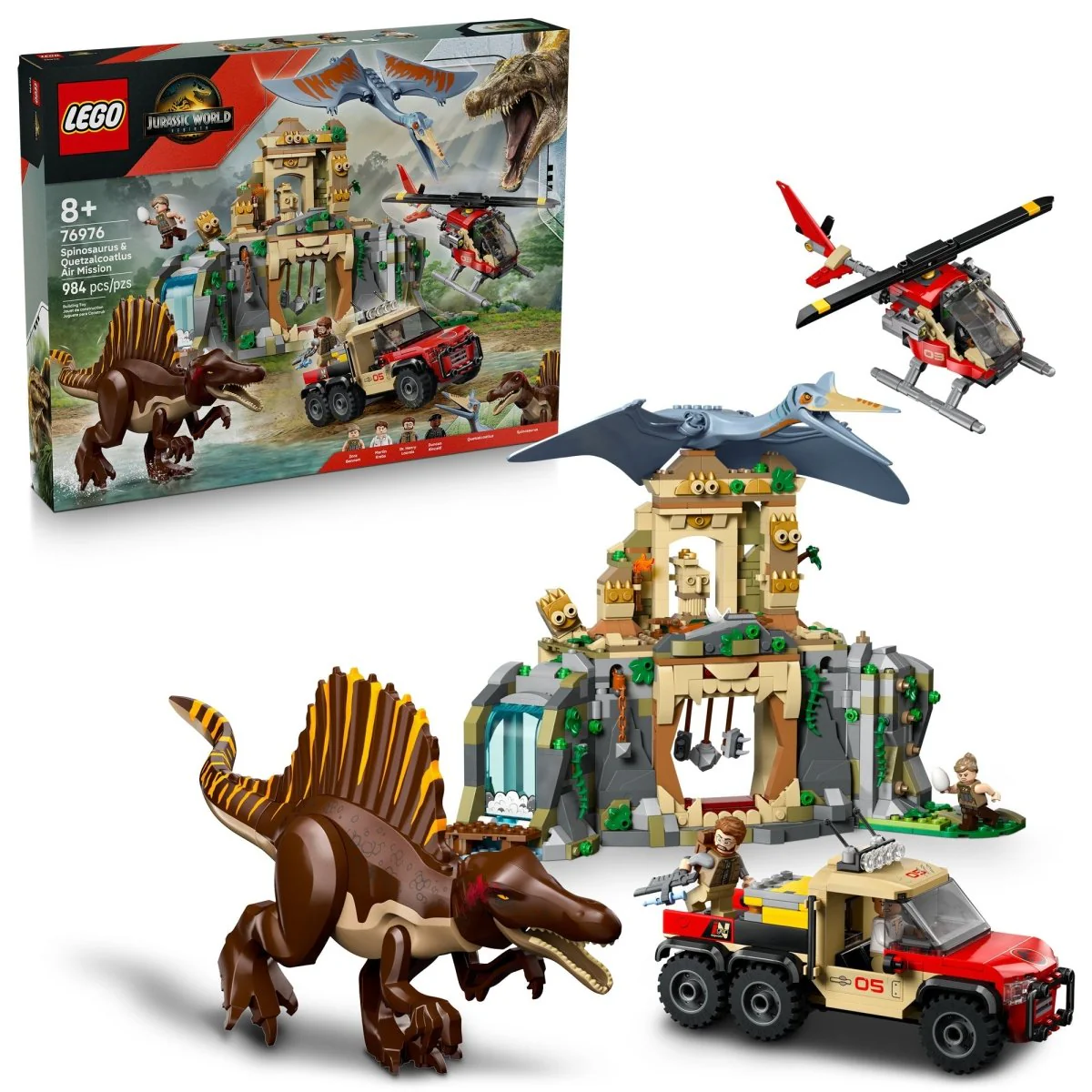 LEGO Jurassic World Spinosaurus & Quetzalcoatlus Air Mission, 76976, Ages 8+, 984 Pieces