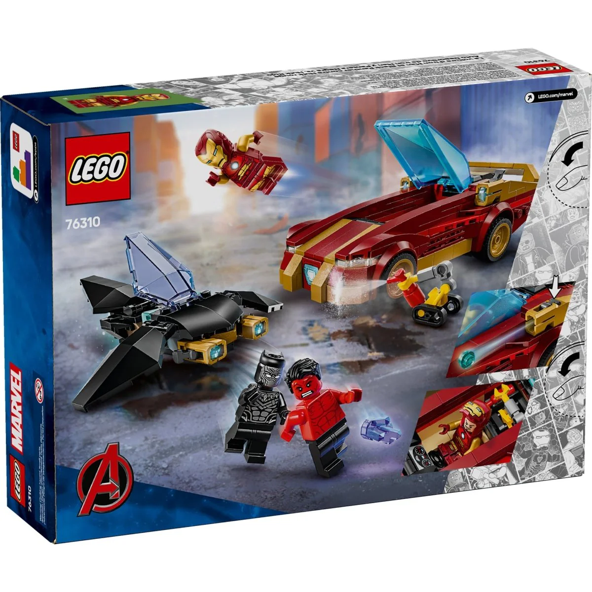 LEGO Marvel Iron Man Car & Black Panther vs. Red Hulk, 76310, Ages 7+, 295 Pieces - Image 3