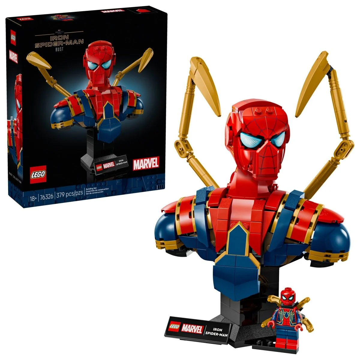 LEGO Marvel Iron Spider-Man Bust, 76326, Ages 18+, 379 Pieces