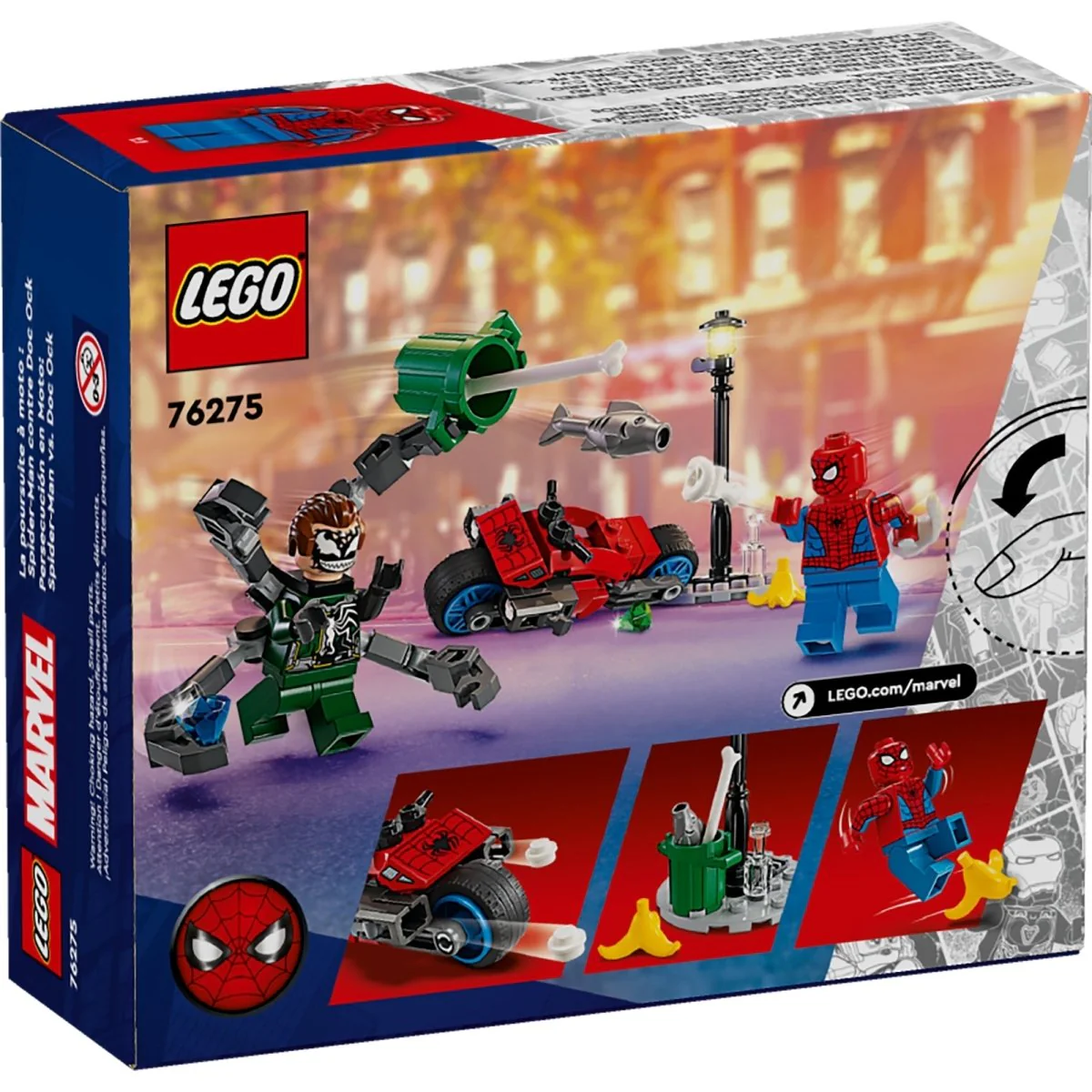 LEGO Marvel Motorcycle Chase: Spider-Man vs. Doc Ock, 76275, Ages 6+, 77 Pieces - Image 3
