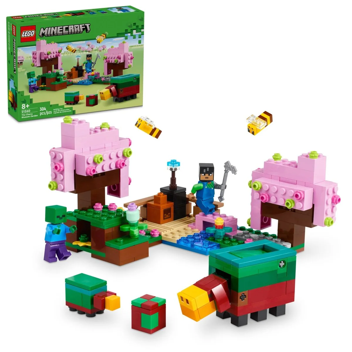 LEGO Minecraft The Cherry Blossom Garden, 21260, Ages 8+, 304 Pieces
