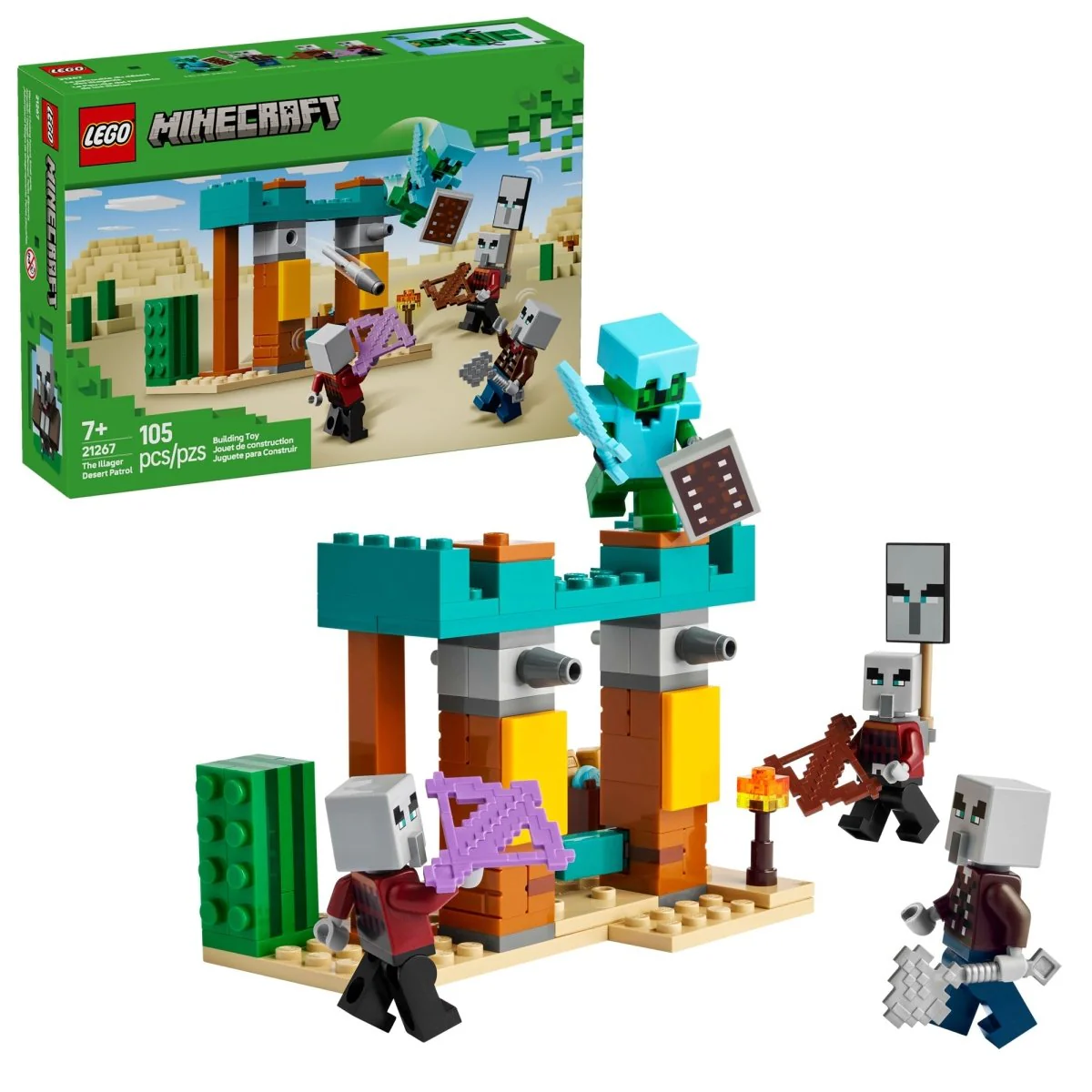 LEGO Minecraft The Illager Desert Patrol, 21267, Ages 7+, 105 Pieces