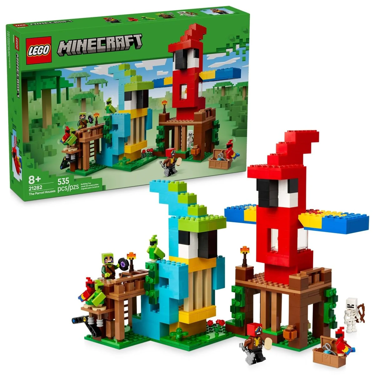 LEGO Minecraft The Parrot Houses, 21282, Ages 8+, 535 Pieces