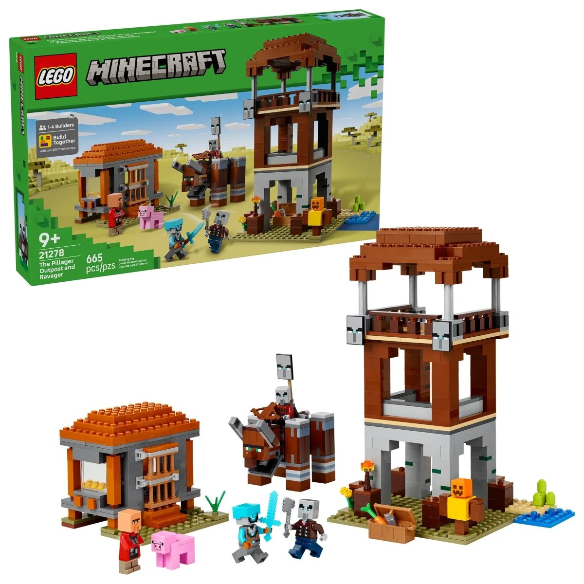 LEGO Minecraft The Pillager Outpost and Ravager, 21278, Ages 9+, 665 Pieces