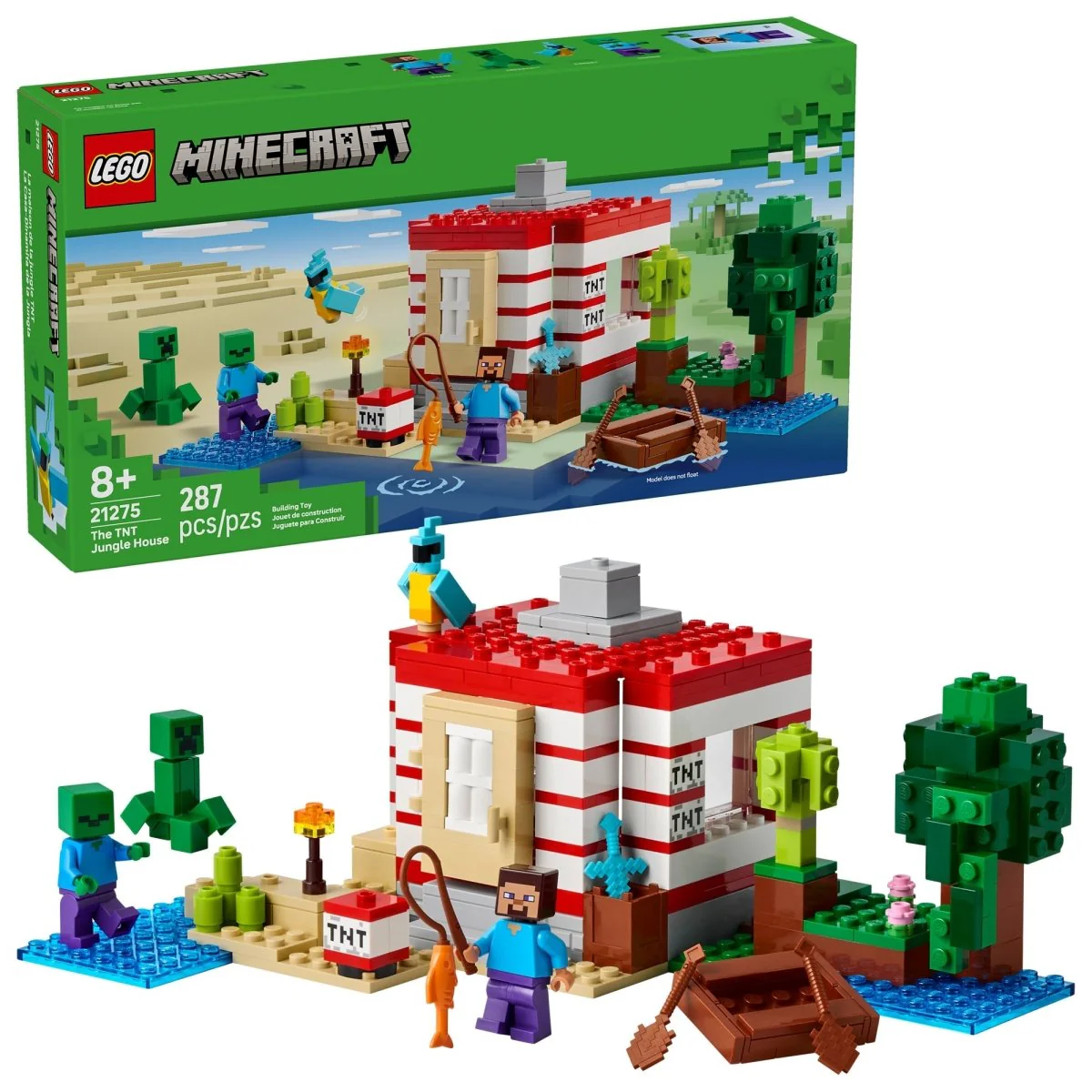LEGO Minecraft The TNT Jungle House, 21275, Ages 8+, 287 Pieces