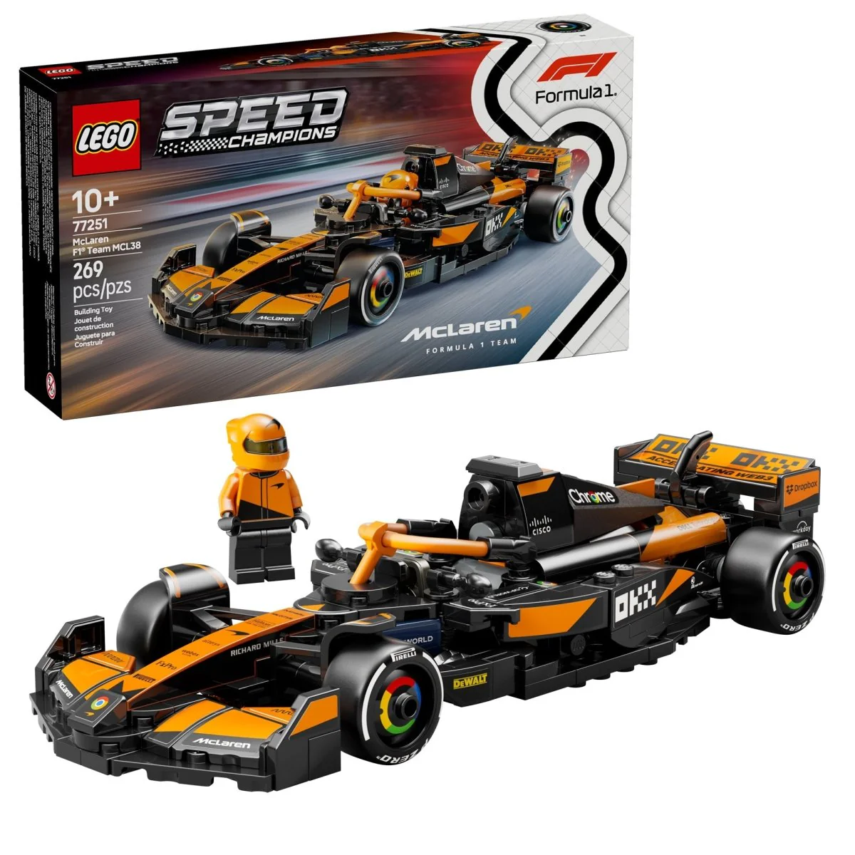 LEGO Speed Champions McLaren F1 Team MCL38 Race Car, 77251, Ages 10+, 269 Pieces
