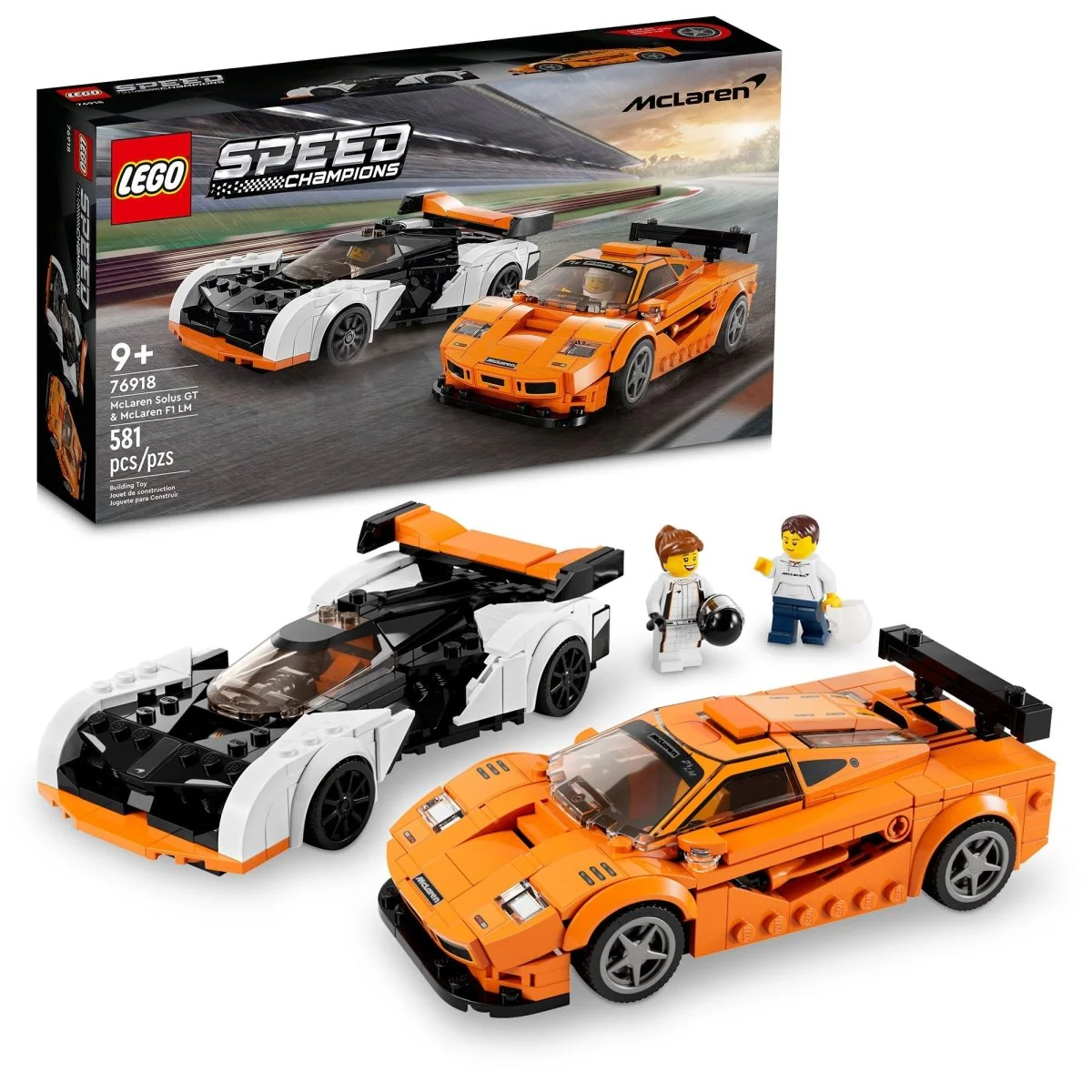 LEGO Speed Champions McLaren Solus GT & McLaren F1 LM, 76918, Ages 9+, 581 Pieces