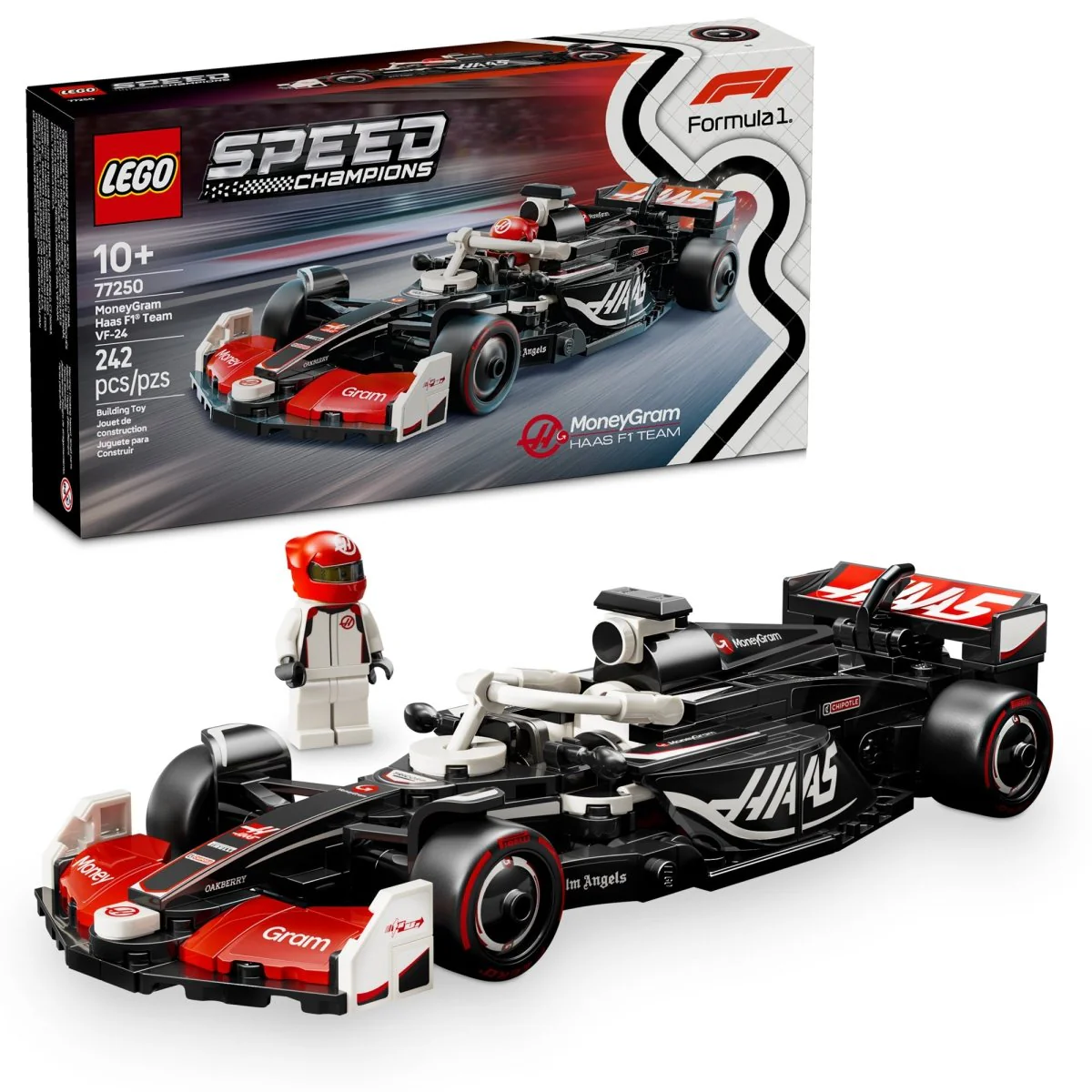 LEGO Speed Champions MoneyGram Haas F1 Team VF-24 Race Car, 77250, Ages 10+, 242 Pieces