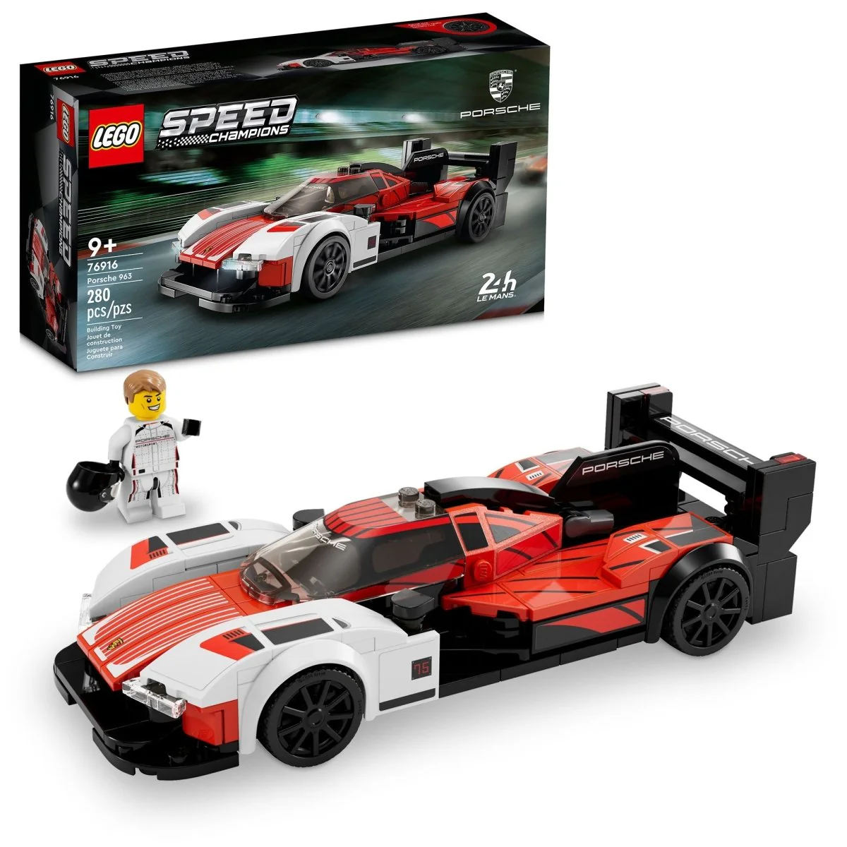 LEGO Speed Champions Porsche 963, 76916, Ages 9+, 280 Pieces