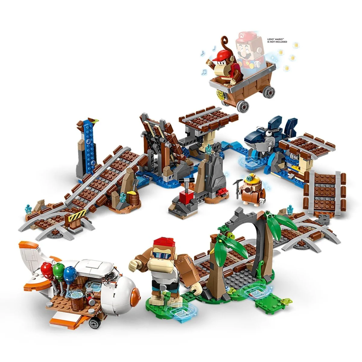 LEGO Super Mario Diddy Kong's Mine Cart Ride Expansion Set, 71425, Ages 8+, 1157 Pieces - Image 4