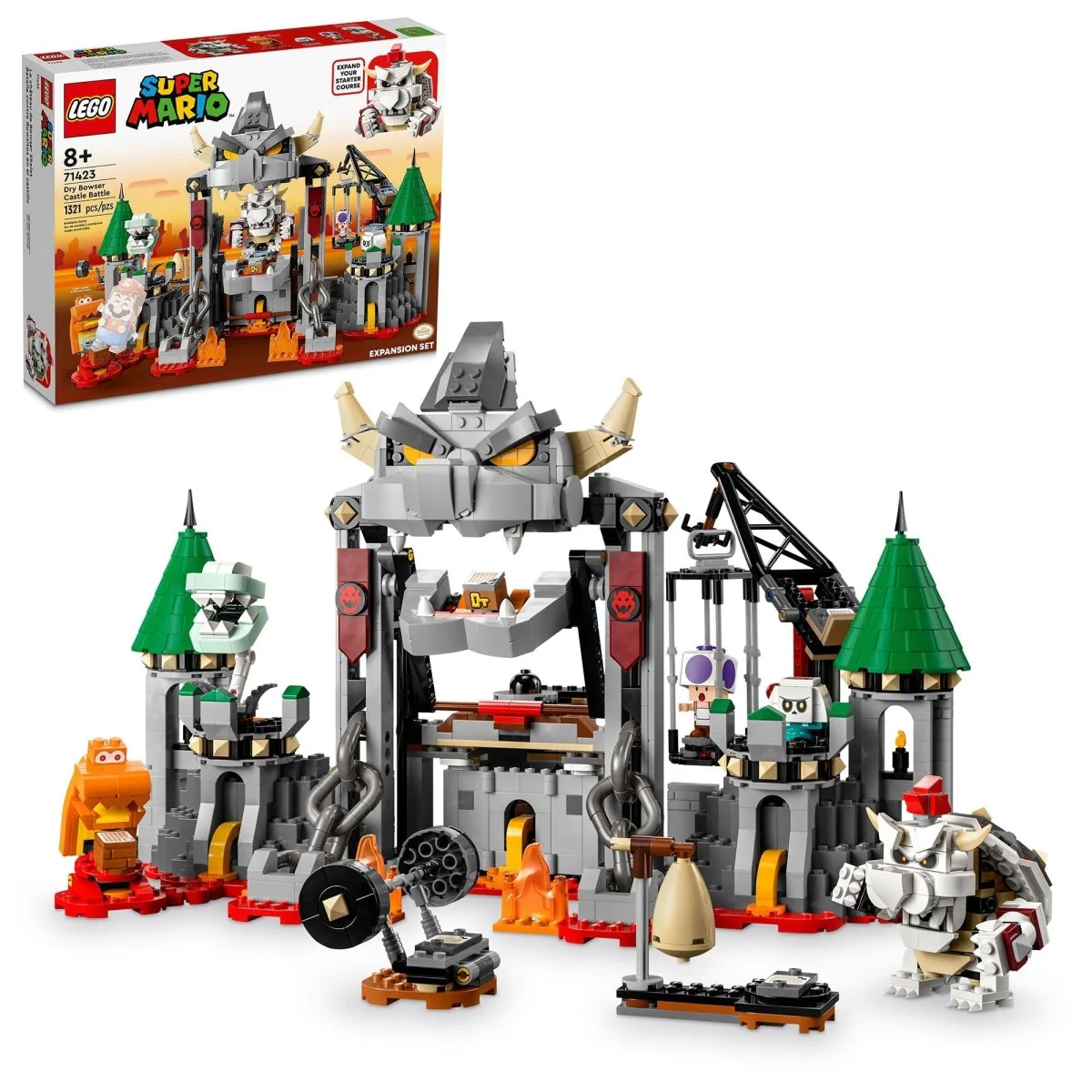 LEGO Super Mario Dry Bowser Castle Battle Expansion Set, 71423, Ages 8+, 1321 Pieces