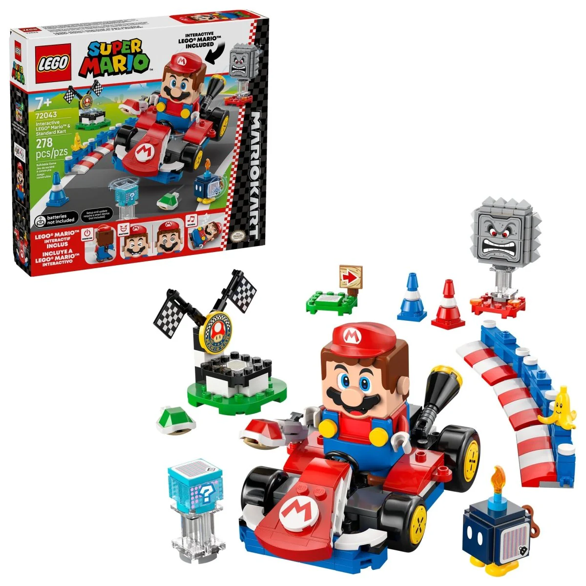 LEGO Super Mario Kart: Mario & Standard Kart, 72043, Ages 7+, 278 Pieces