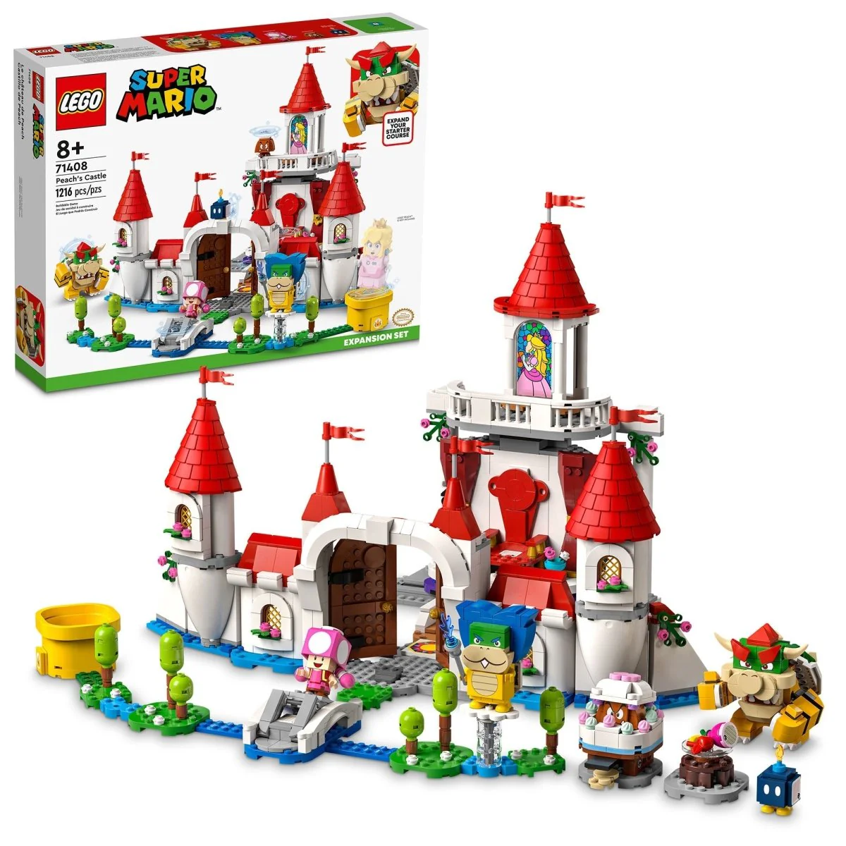 LEGO Super Mario Peach’s Castle Expansion Set, 71408, Ages 8+, 1216 Pieces