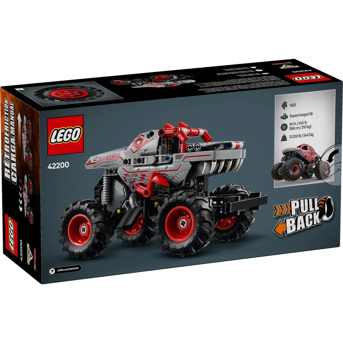 LEGO Technic Monster Jam ThunderROARus Pull-Back, 42200, Ages 7+, 232 Pieces - Image 3