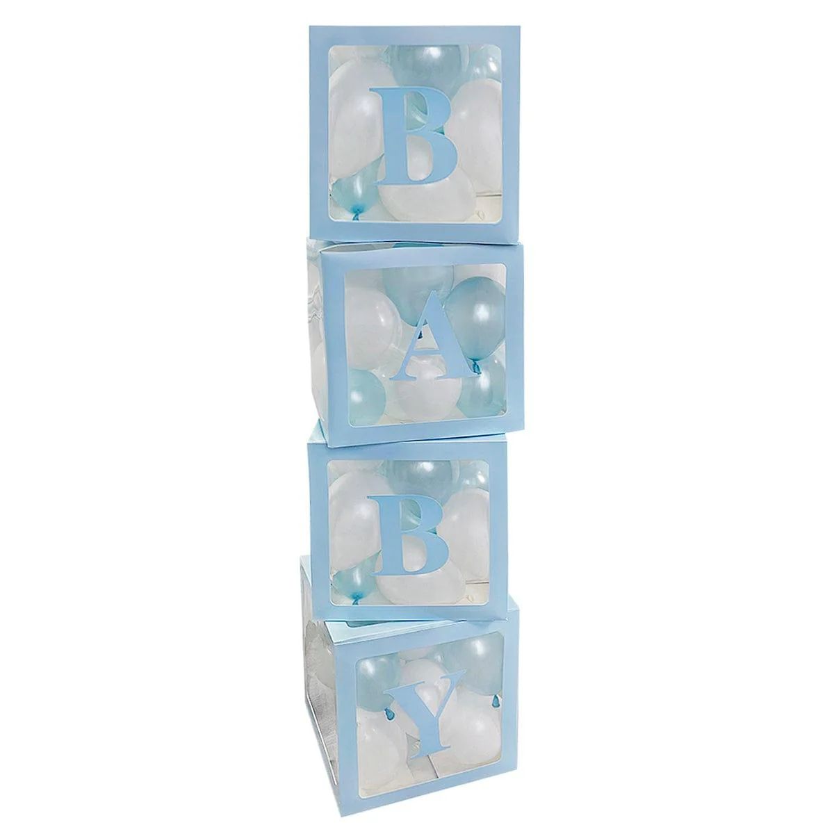 Light Blue Clear Balloon Boxes with "Baby" Letters, 4 Count - Image 2