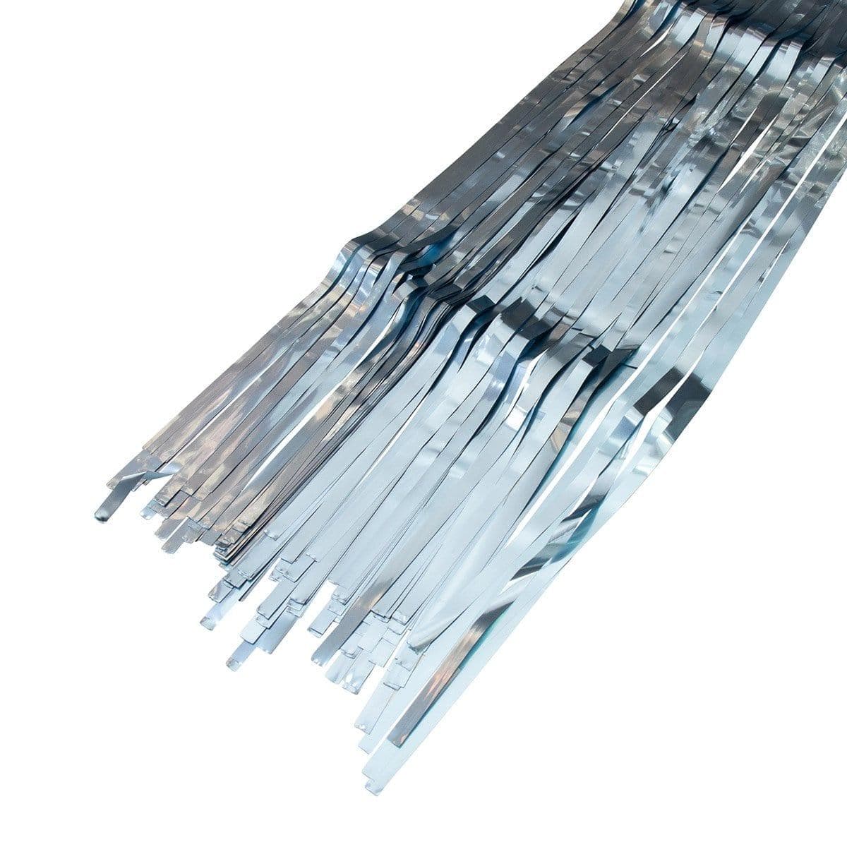 Light Blue, Matte Collection, Foil Fringe Curtain, 2 Count - Image 3