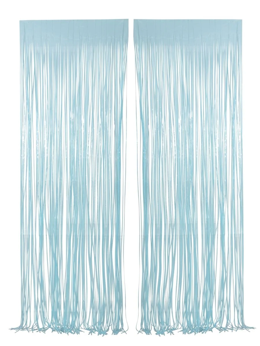 Light Blue Pastel Foil Fringe Curtain, 2 Count