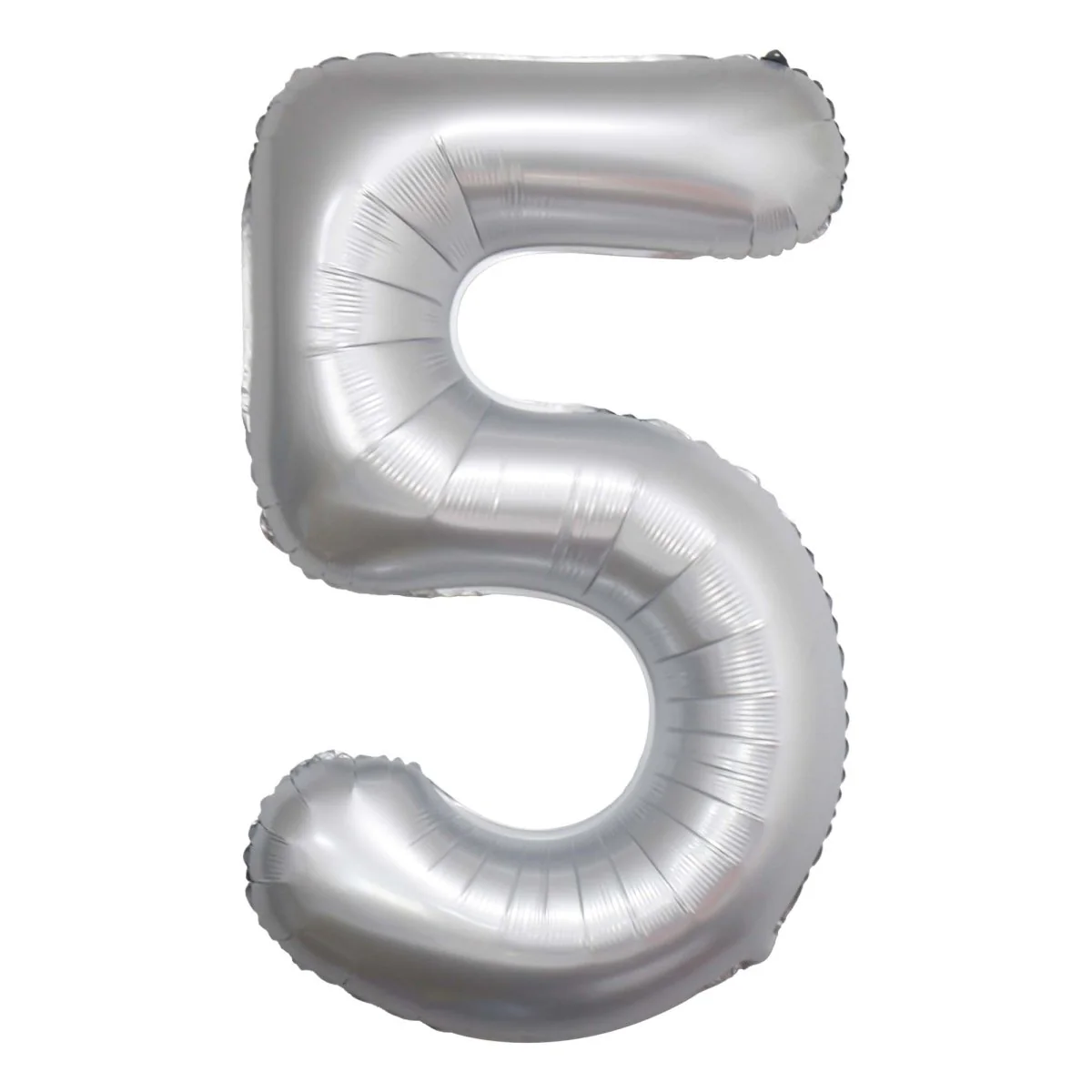 Frosty White Number 5 Foil Balloon, Matte Finish, 34 Inches, 1 Count