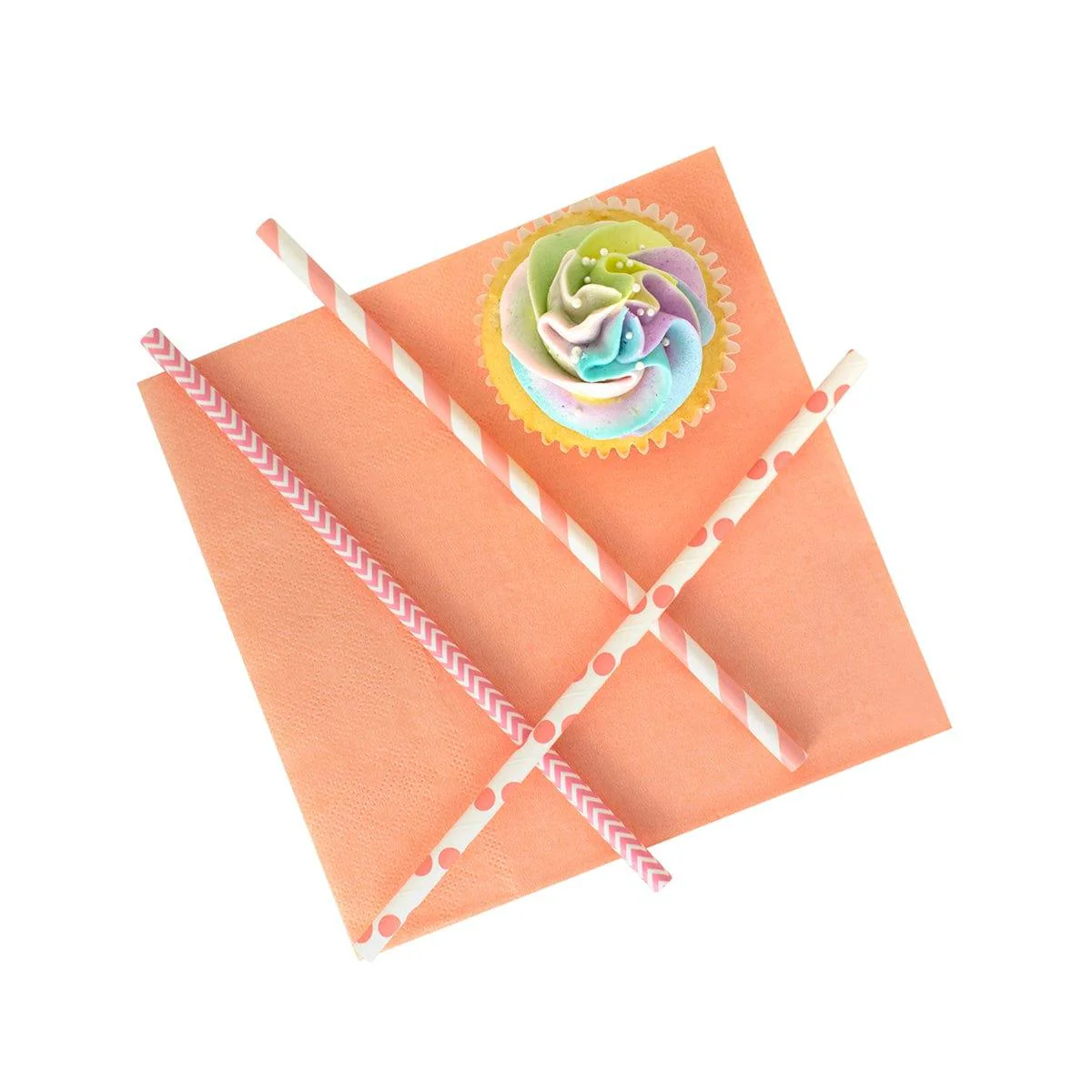Light Pink And White Paper Straws, 24 Count - Image 2