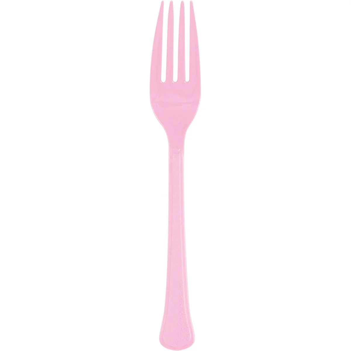 Light Pink Plastic Forks, 20 Count