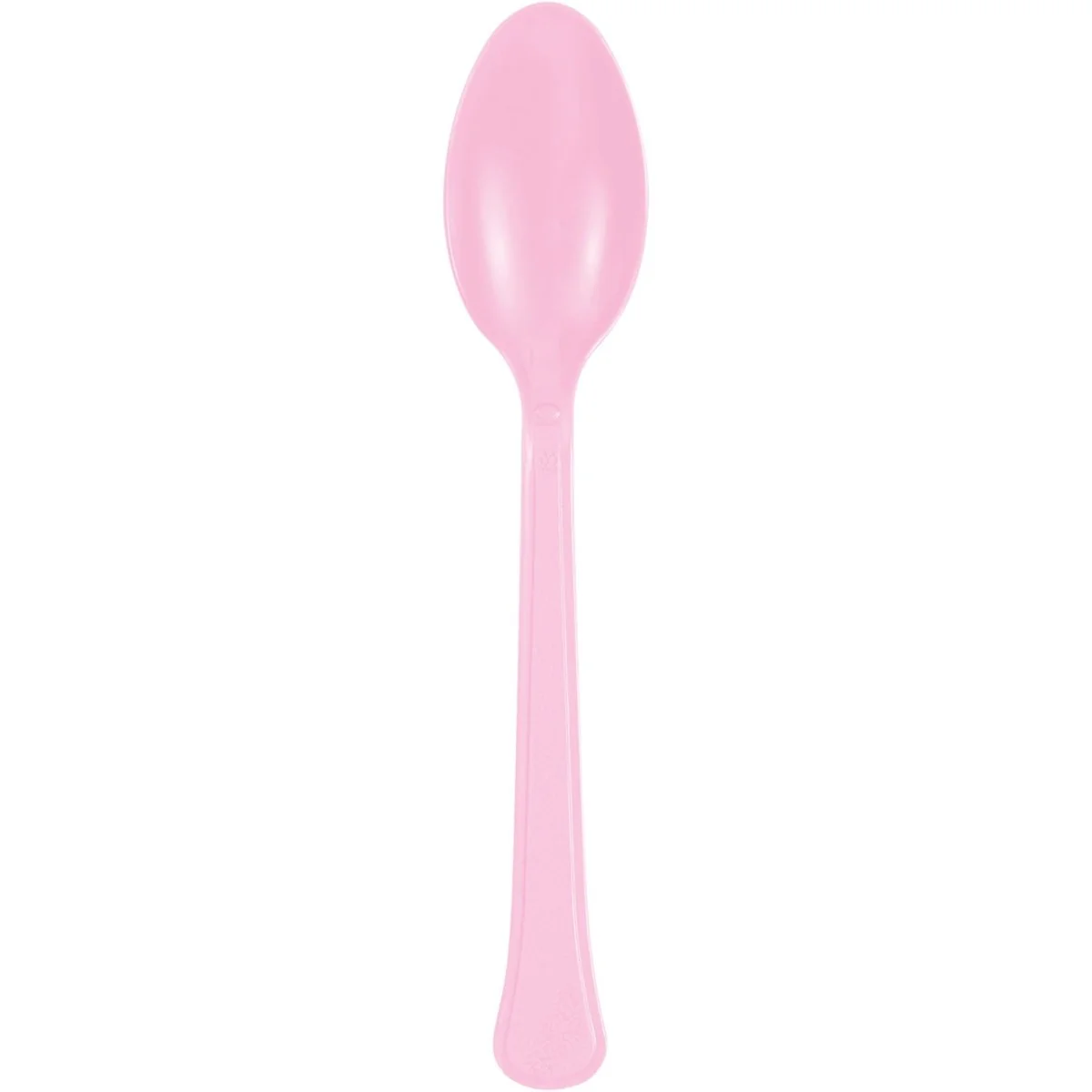 Light Pink Plastic Spoons, 20 Count