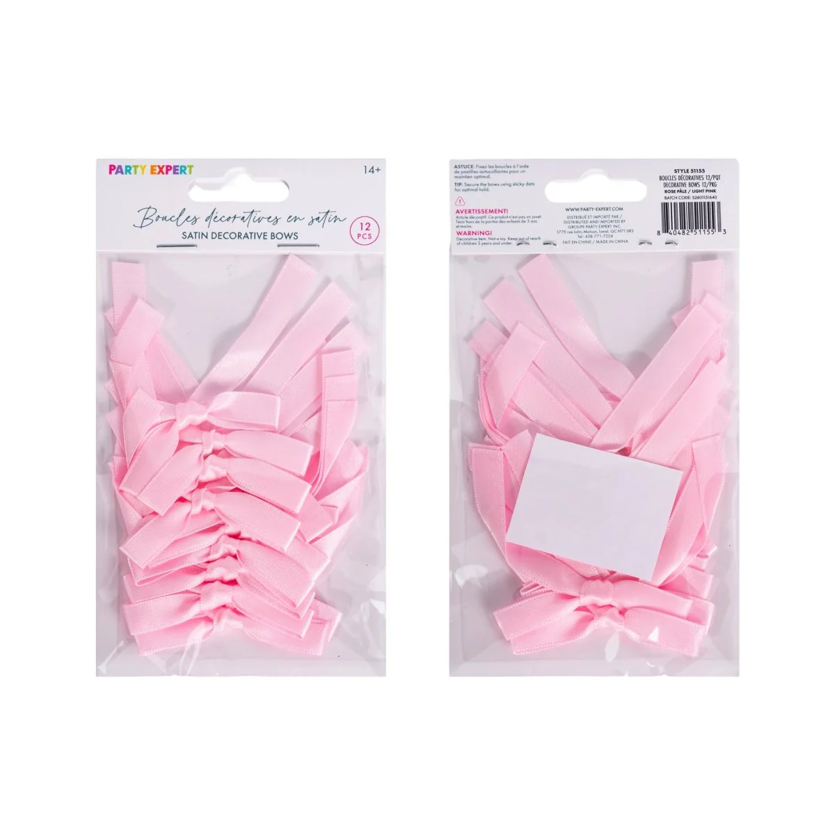 Light Pink Satin Decorative Bows, 3.5 Inches, 12 Count - Image 3
