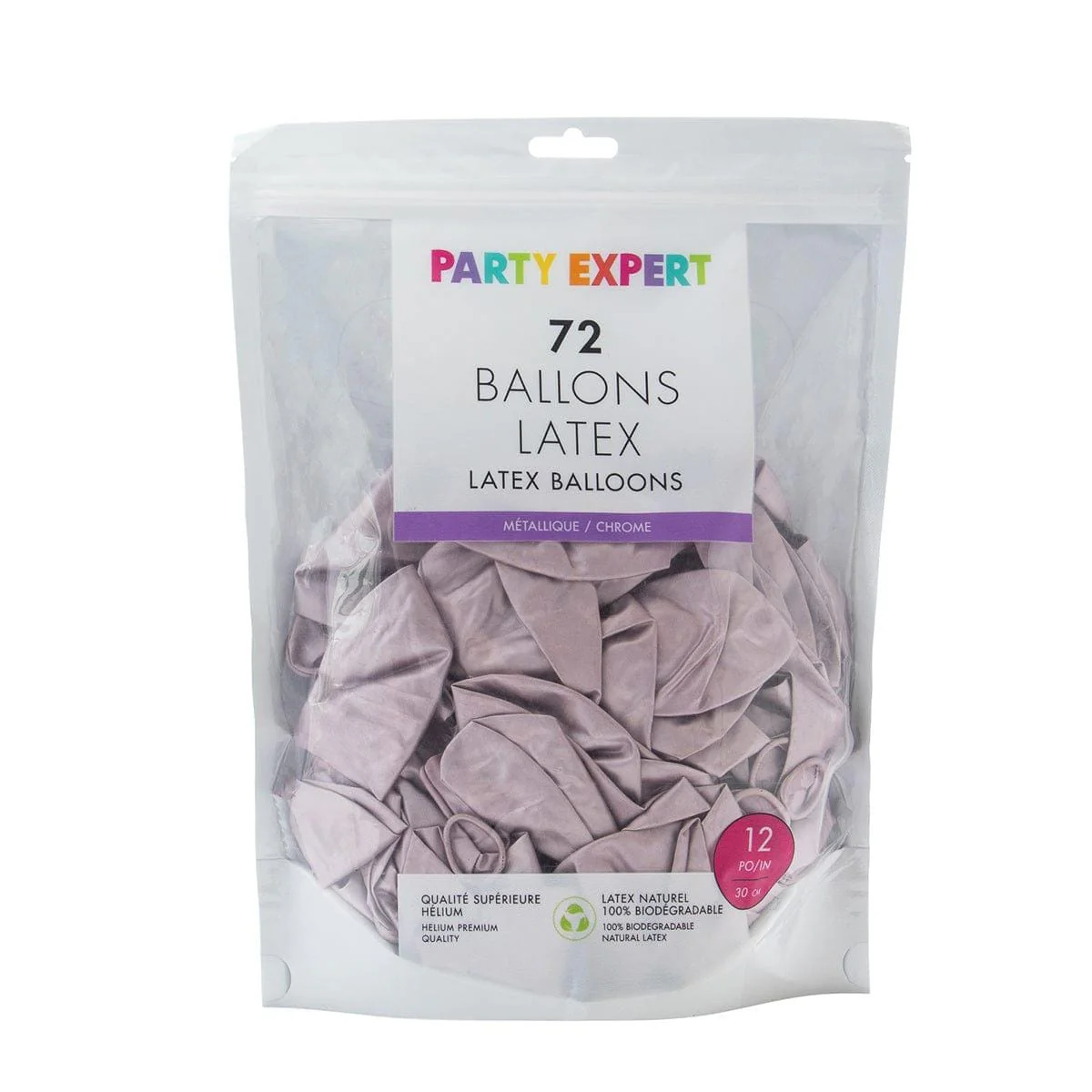 Light Purple Latex Balloon 12 Inches, Chrome Collection, 72 Count - Image 3