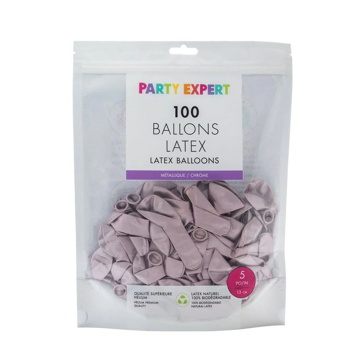 Light Purple Latex Balloon 5 Inches, Chrome Collection, 100 Count