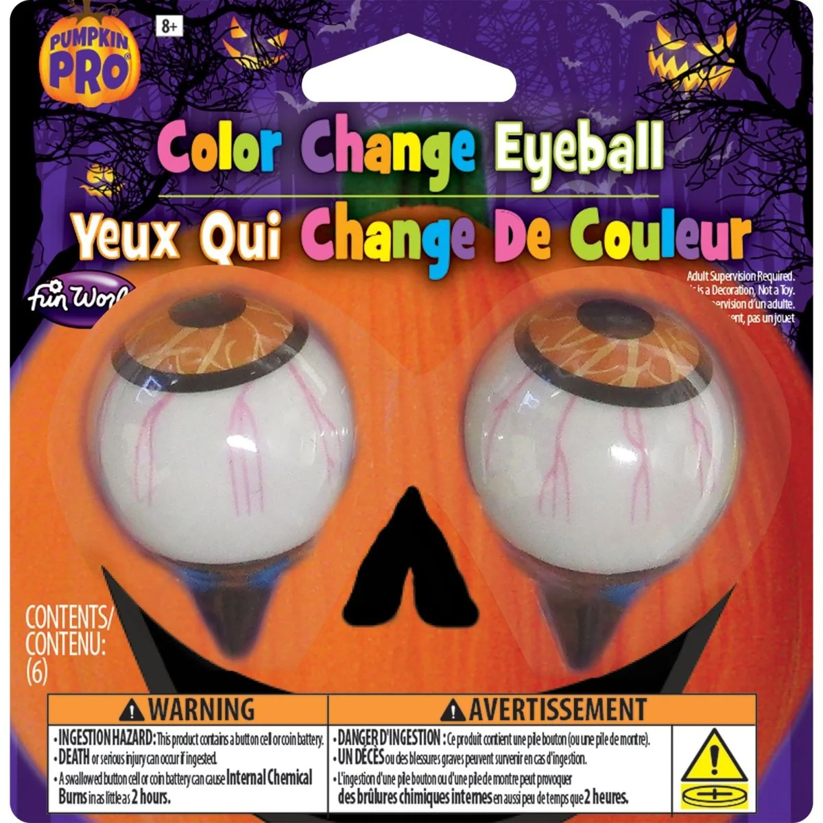 Light Up Pumpkin Eyeball, Assortment, 1 Count - Image 2
