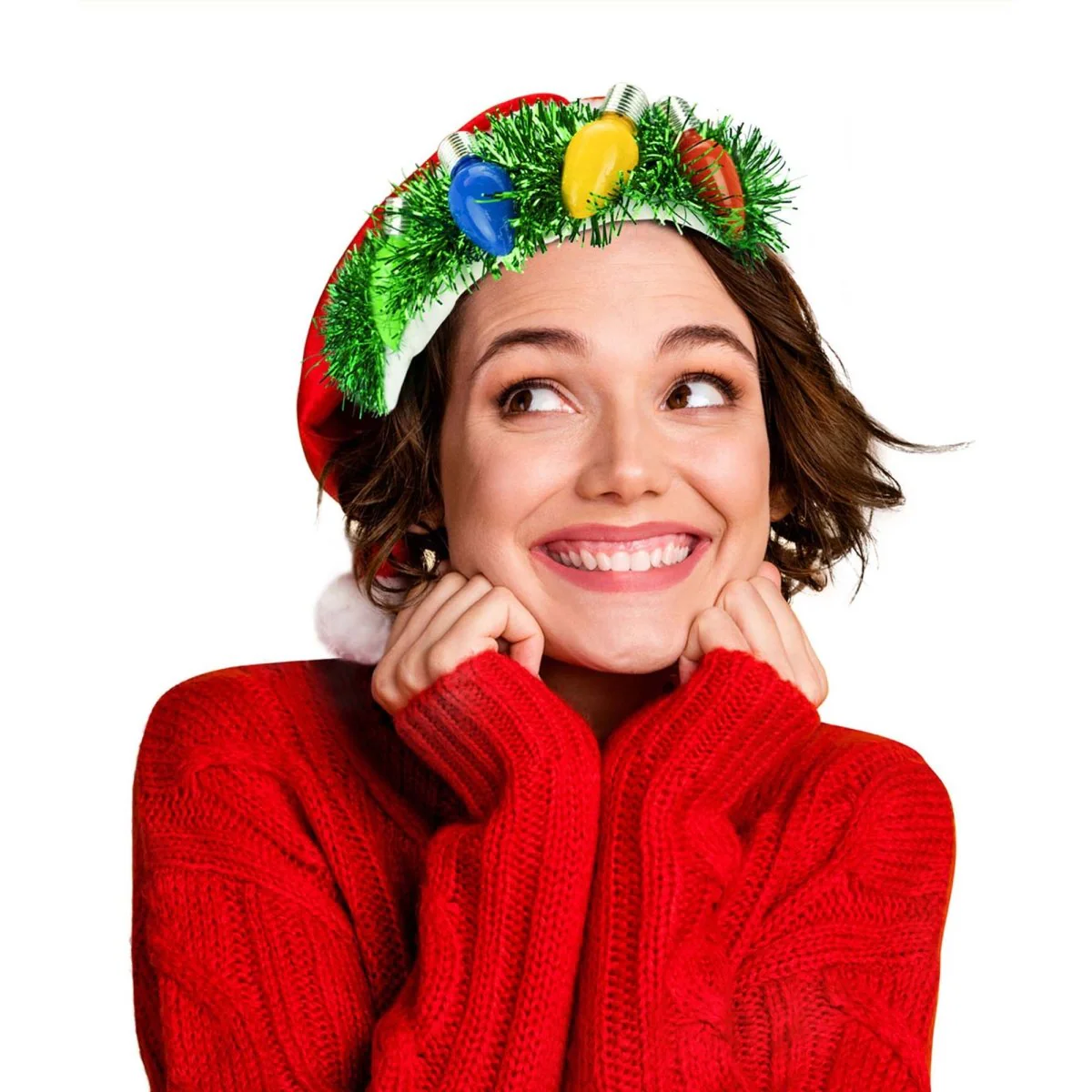 Light-up Santa Hat, Red - Image 3