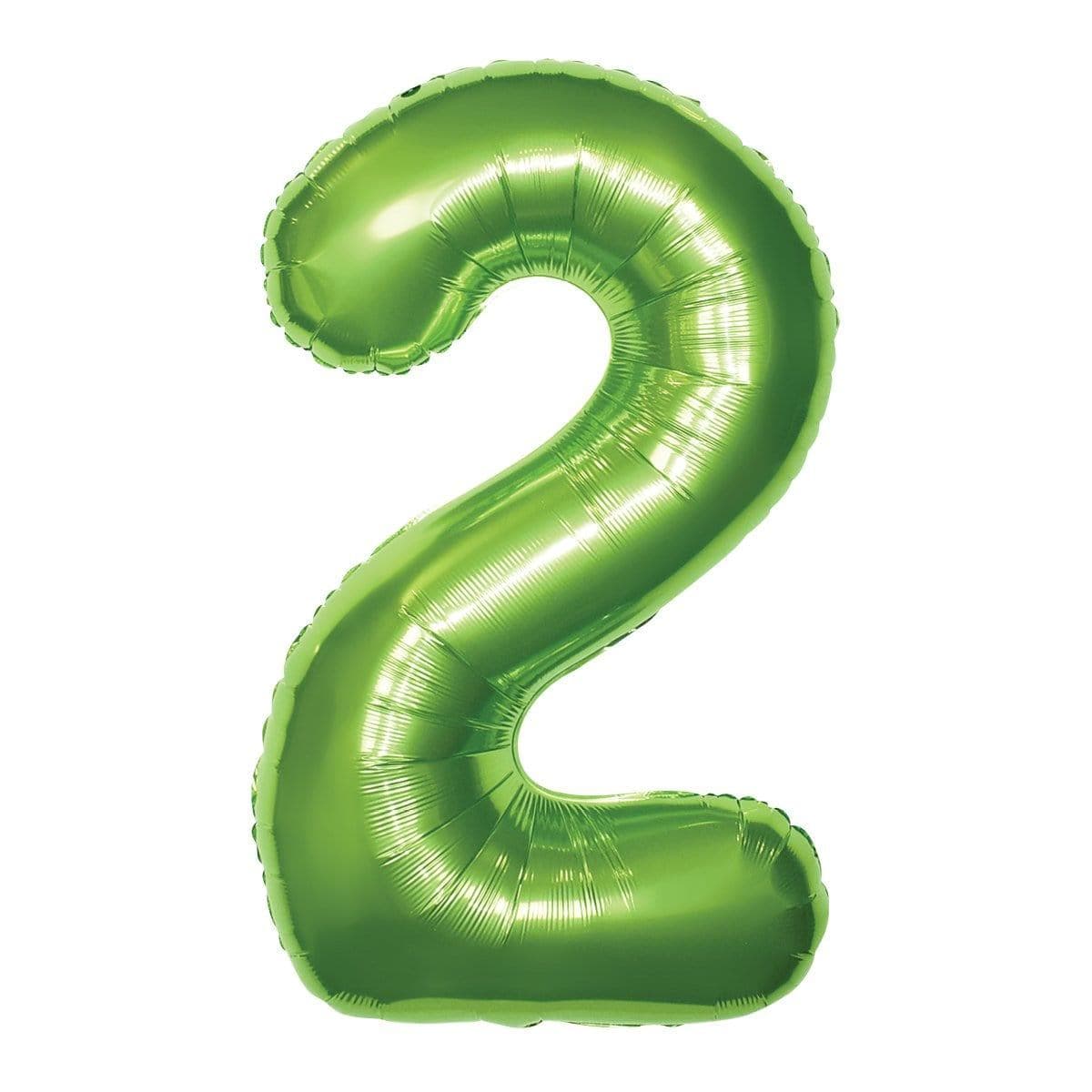 Lime Green Number 2 Foil Balloon, 34 Inches