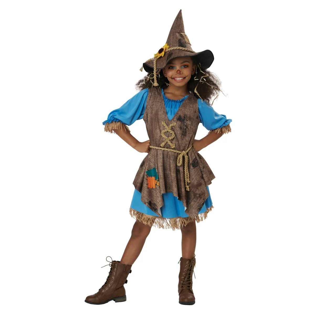 Little Miss Scarecrow Costume for Kids, Blue Dress