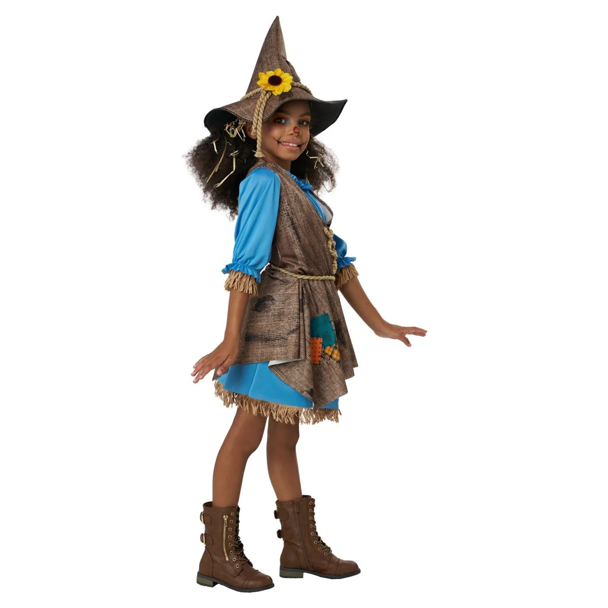 Little Miss Scarecrow Costume for Kids, Blue Dress - Image 2