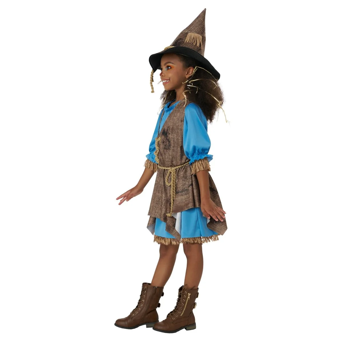 Little Miss Scarecrow Costume for Kids, Blue Dress - Image 3
