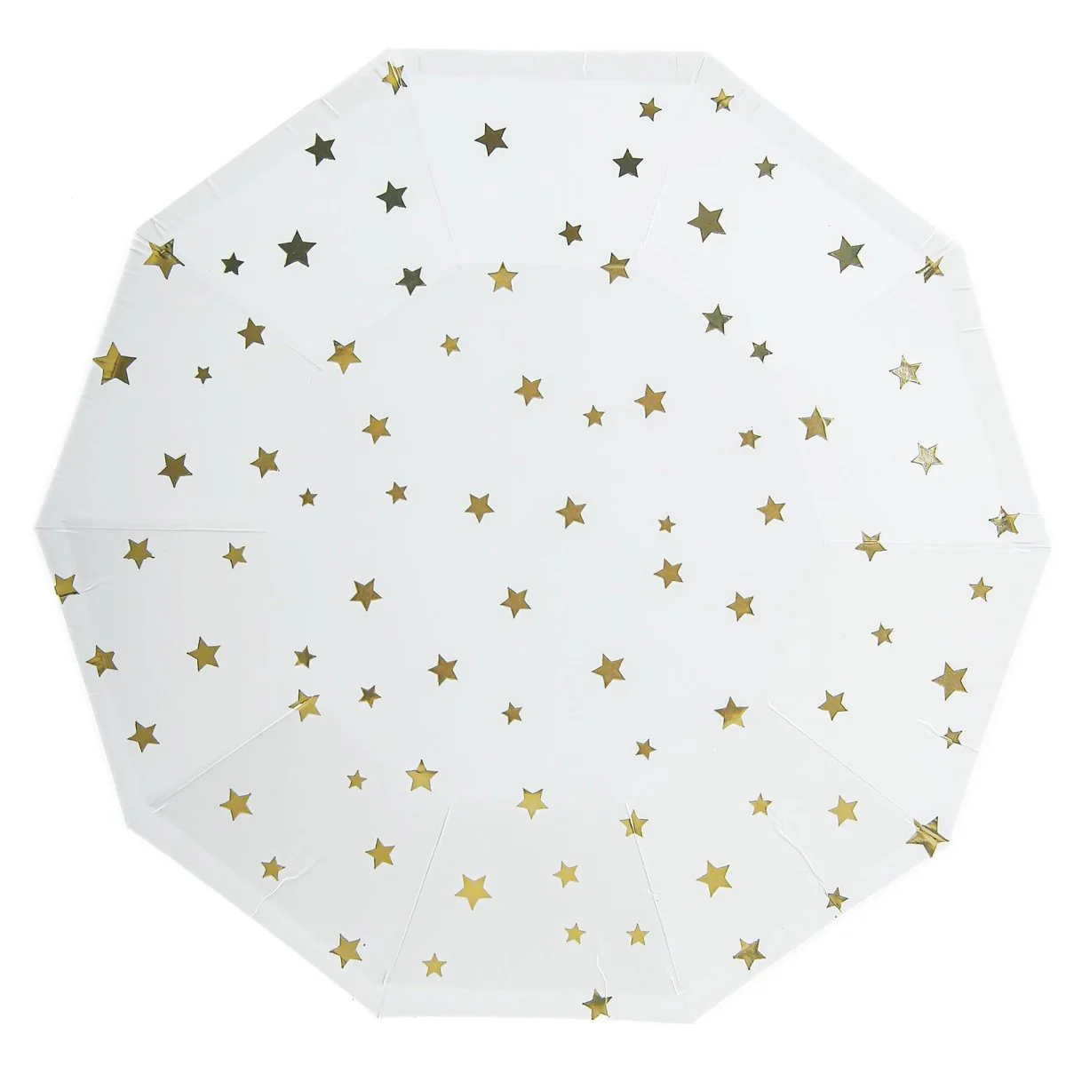 Little Stars Large Decagon Lunch Paper Plates, Gold, 9 Inches, 8 Count