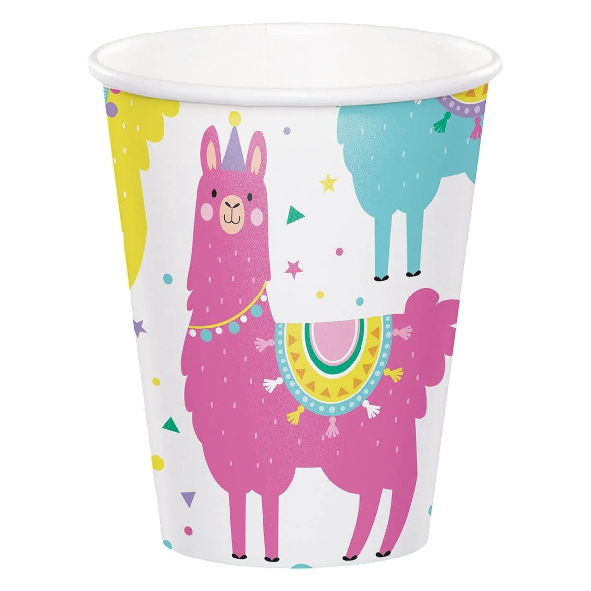 Llama Party paper cups 9 ounces, 8 per package