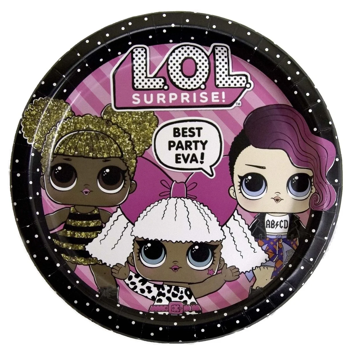 LOL Surprise Birthday Large Round Lunch Paper Plates, 9 Inches, 8 Count