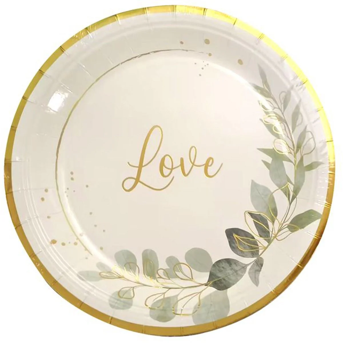 Love Always Large Round Lunch Paper Plates, 9 Inches, 8 Count